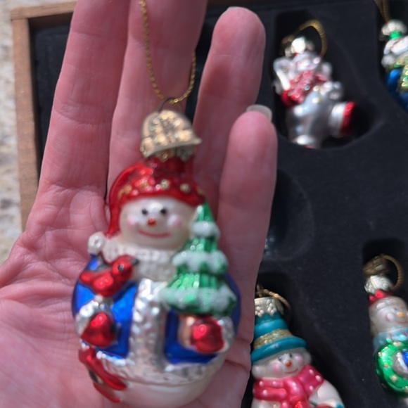 Vintage 2002 Thomas Pacconi Classics Glass Snowman Christmas Tree Ornaments 11 - Picture 12 of 14